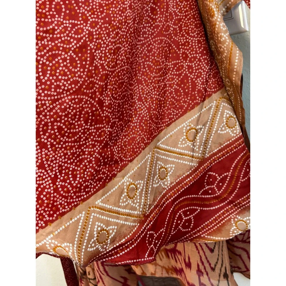 100% Silk Wrap Skirt One Size Ethnix India Boho Festival Resort Reversible